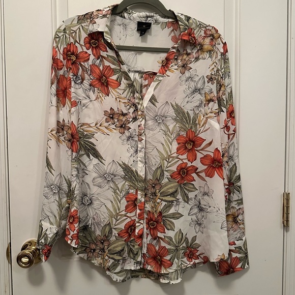 Worthington Floral Button-Down Shirt - Picture 1 of 4